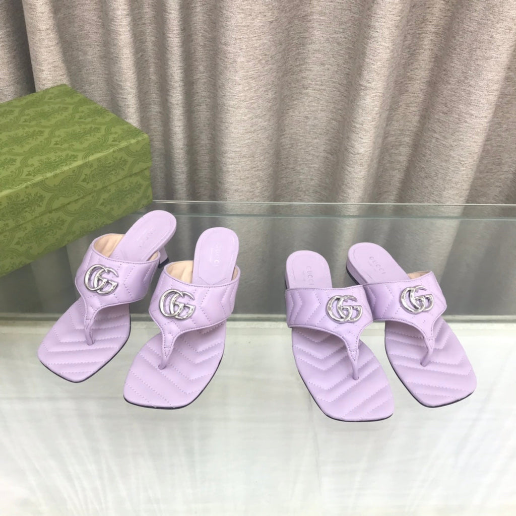 GG  marmont logo - embellished mattelasse leather sandal in purple