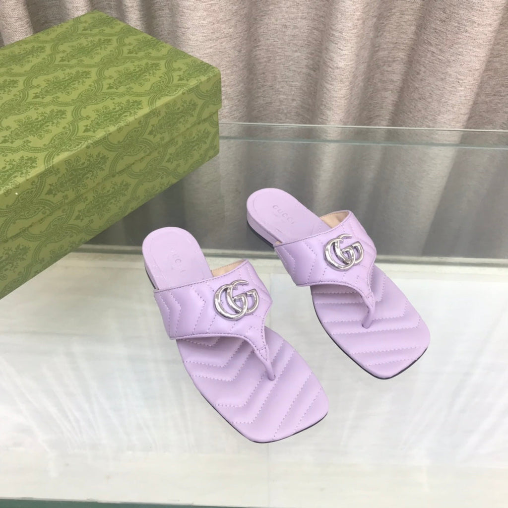 GG  marmont logo - embellished mattelasse leather sandal in purple