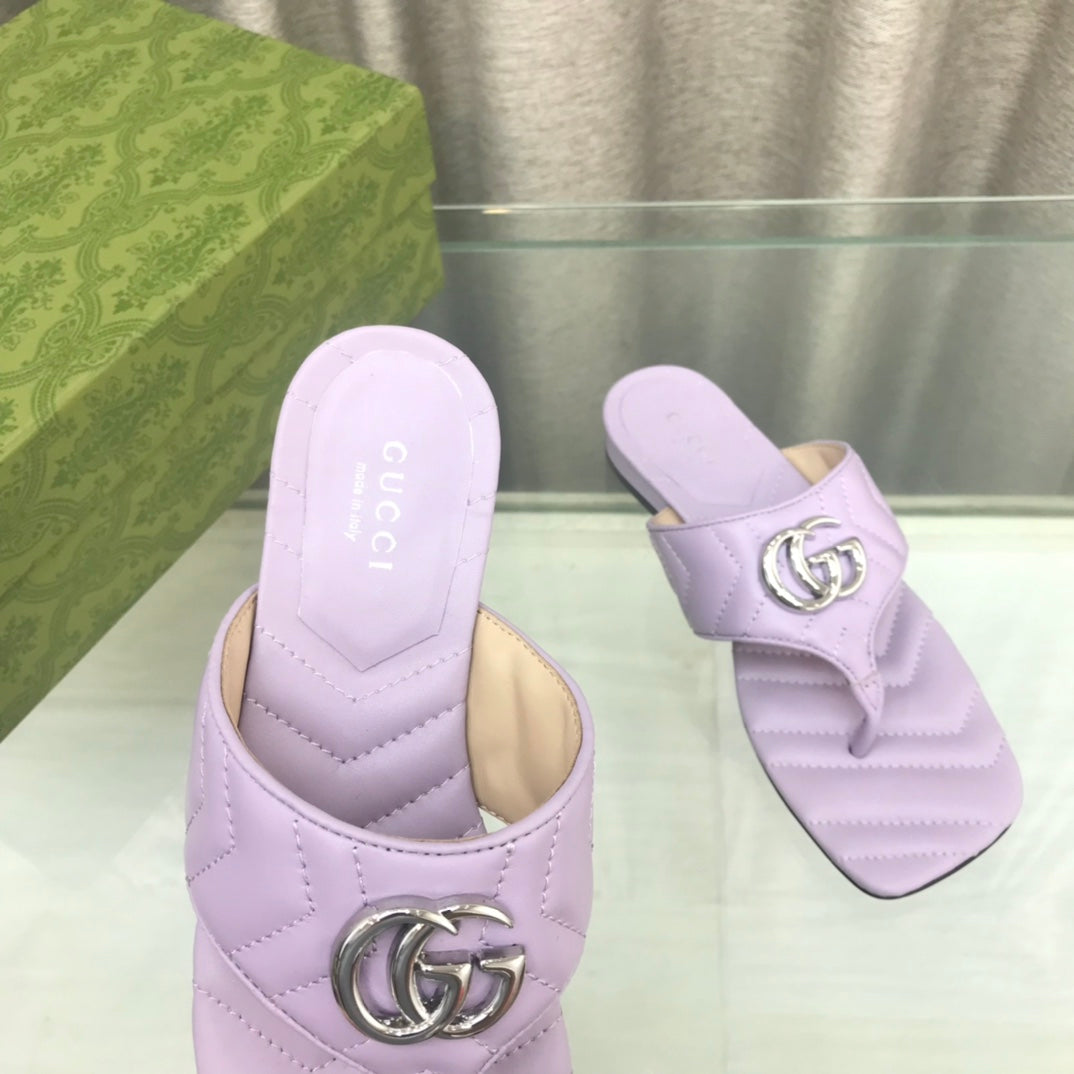 GG  marmont logo - embellished mattelasse leather sandal in purple