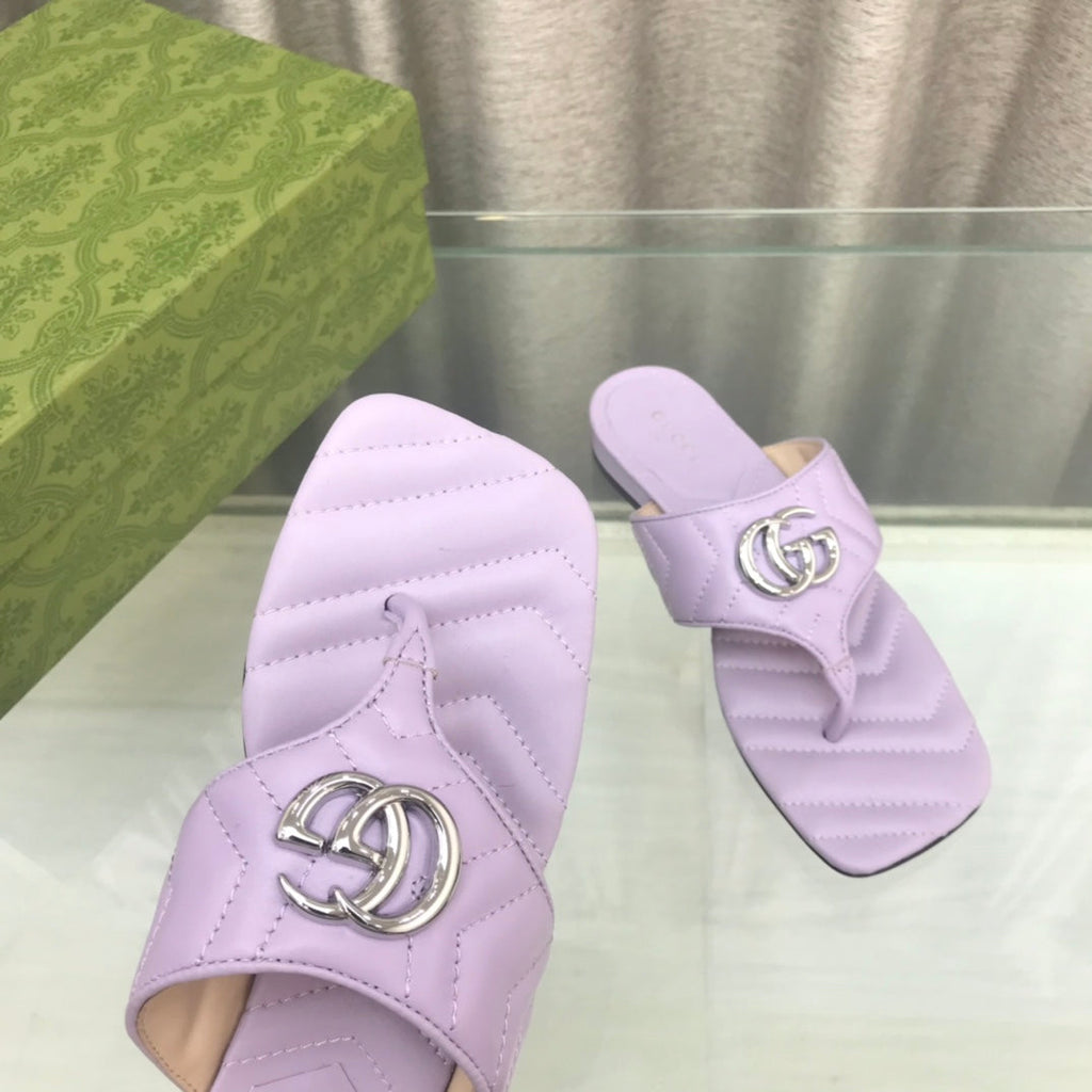 GG  marmont logo - embellished mattelasse leather sandal in purple