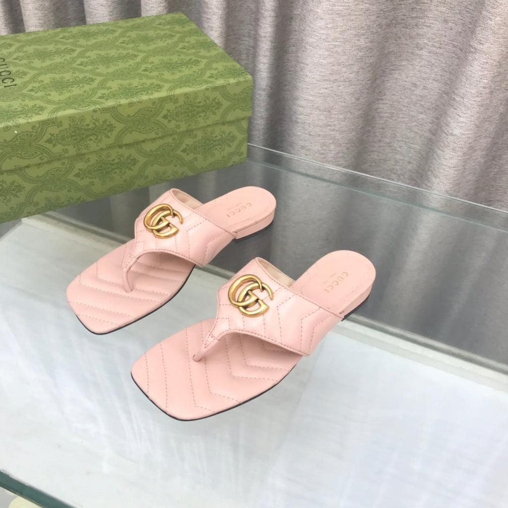 GG  marmont logo - embellished mattelasse leather sandal in pink