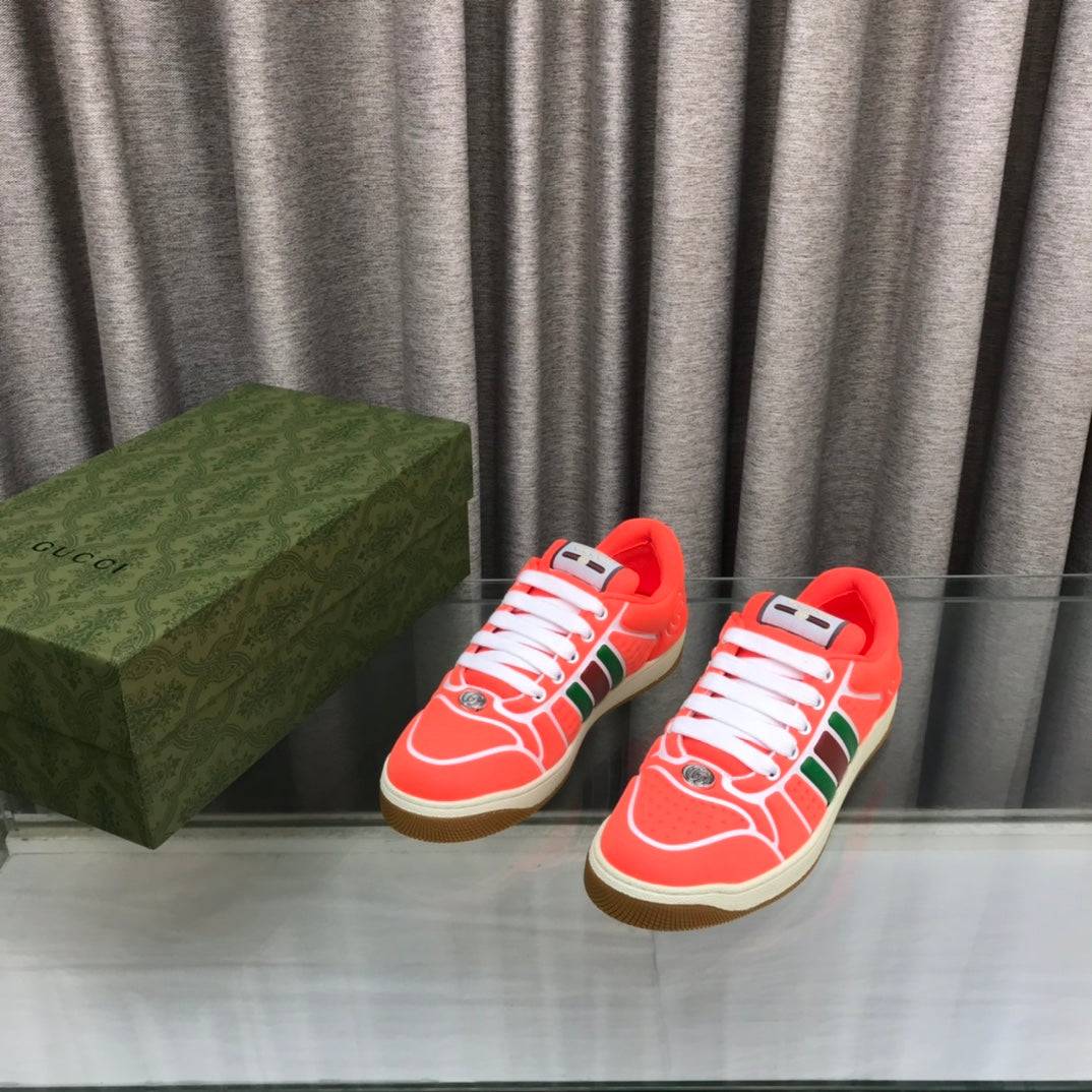GG SCREENER SNEAKER WITH WEB ORANGE RED CALFSKIN