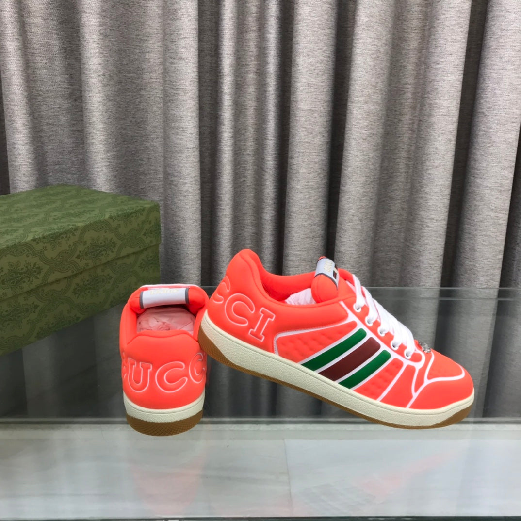 GG SCREENER SNEAKER WITH WEB ORANGE RED CALFSKIN