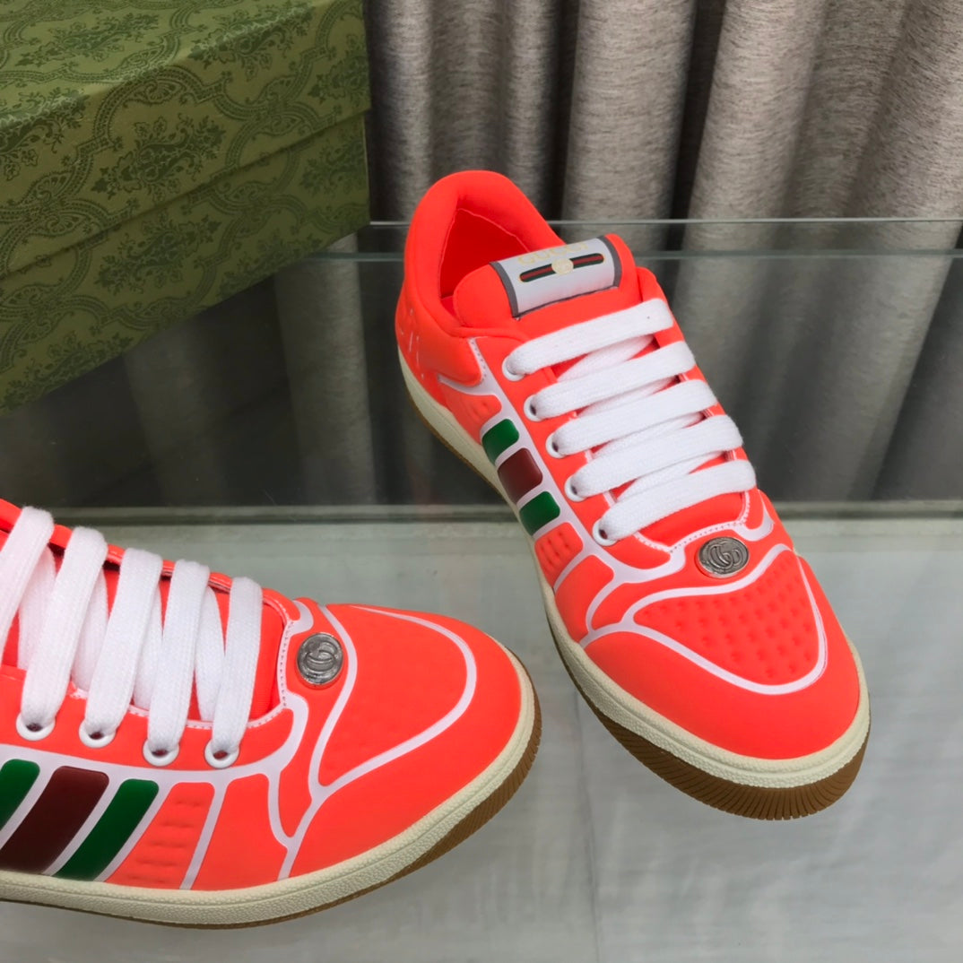 GG SCREENER SNEAKER WITH WEB ORANGE RED CALFSKIN