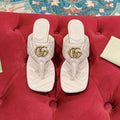 HIGH THONG MULE 55MM IN BEIGE CREAM CALFSKIN WITH GOLD HARDWARE