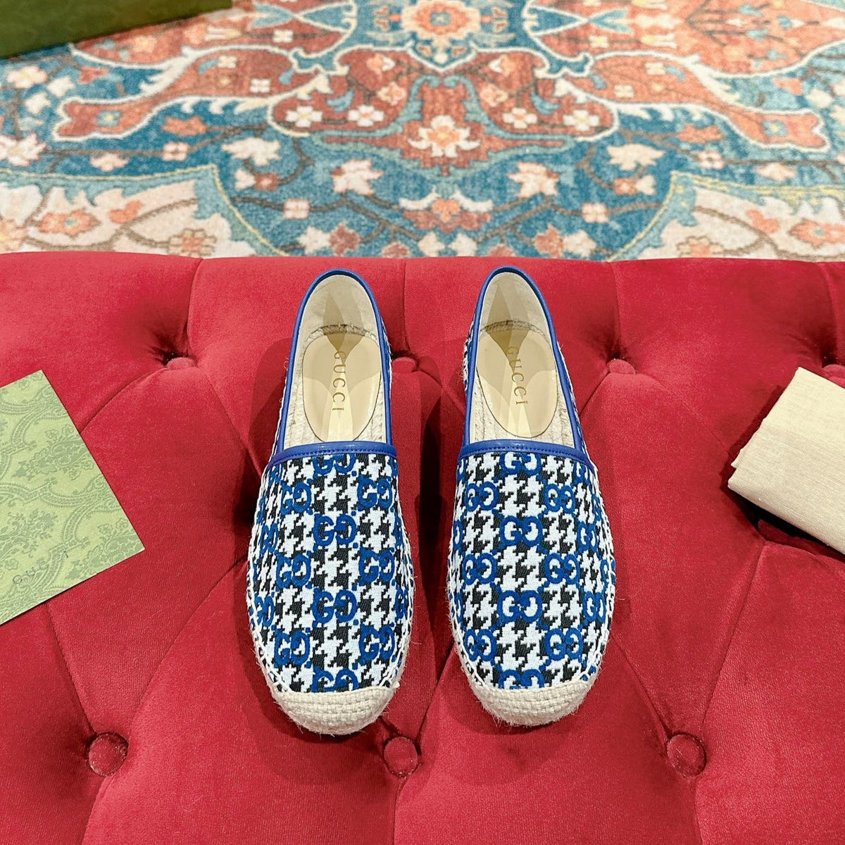 GG ESPADRILLE LOAFER COBALT AND BLACK CANVAS
