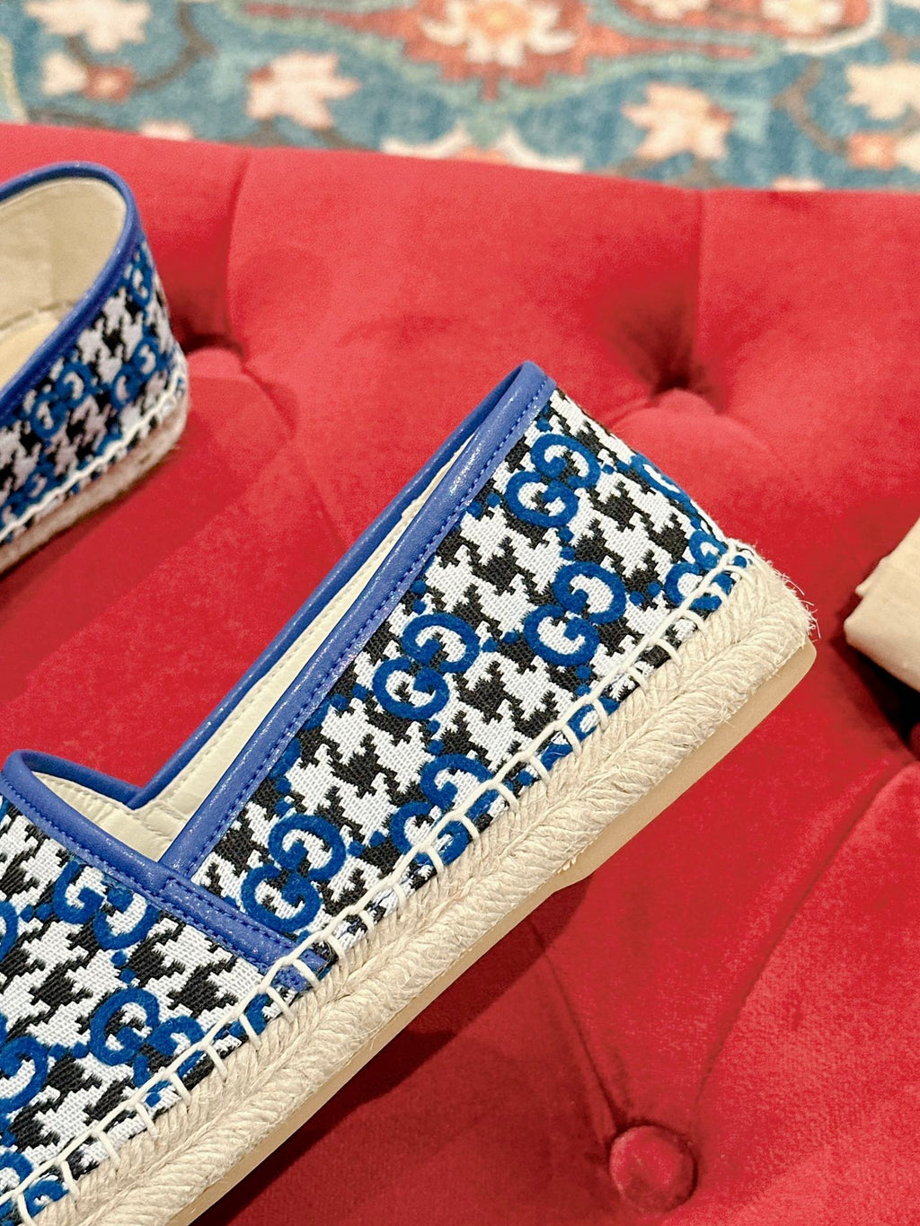 GG ESPADRILLE LOAFER COBALT AND BLACK CANVAS