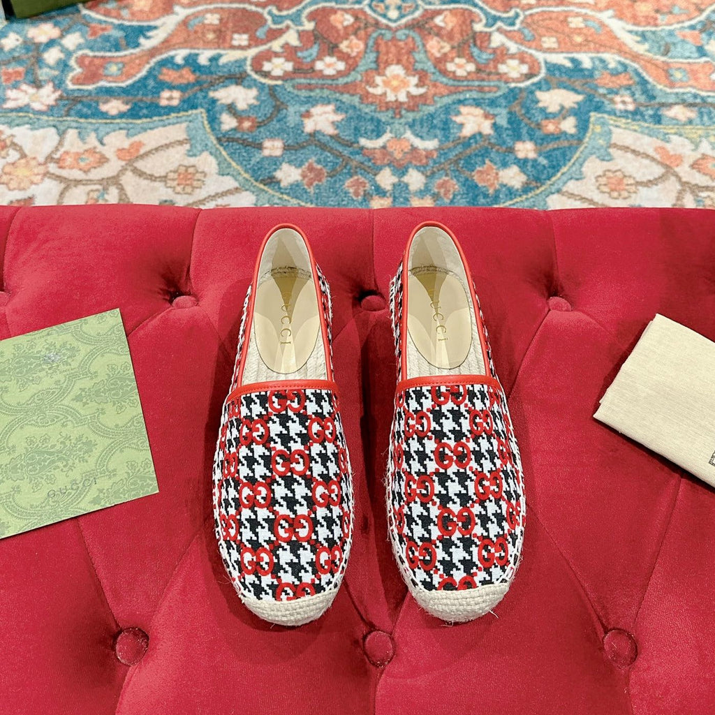 GG ESPADRILLE LOAFER CRIMSON AND BLACK CANVAS