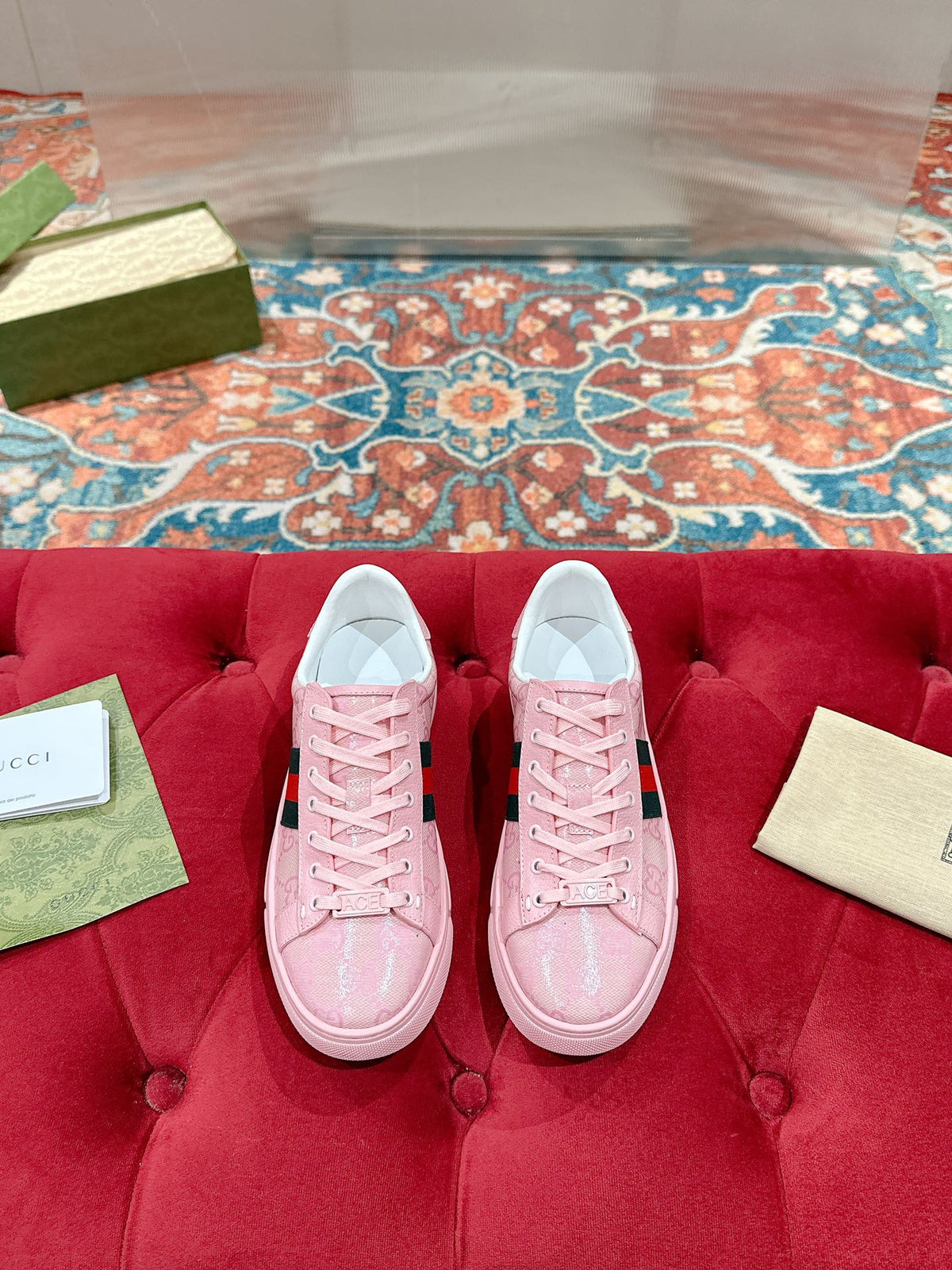 GG Ace Sneaker Pink Ebony Canvas