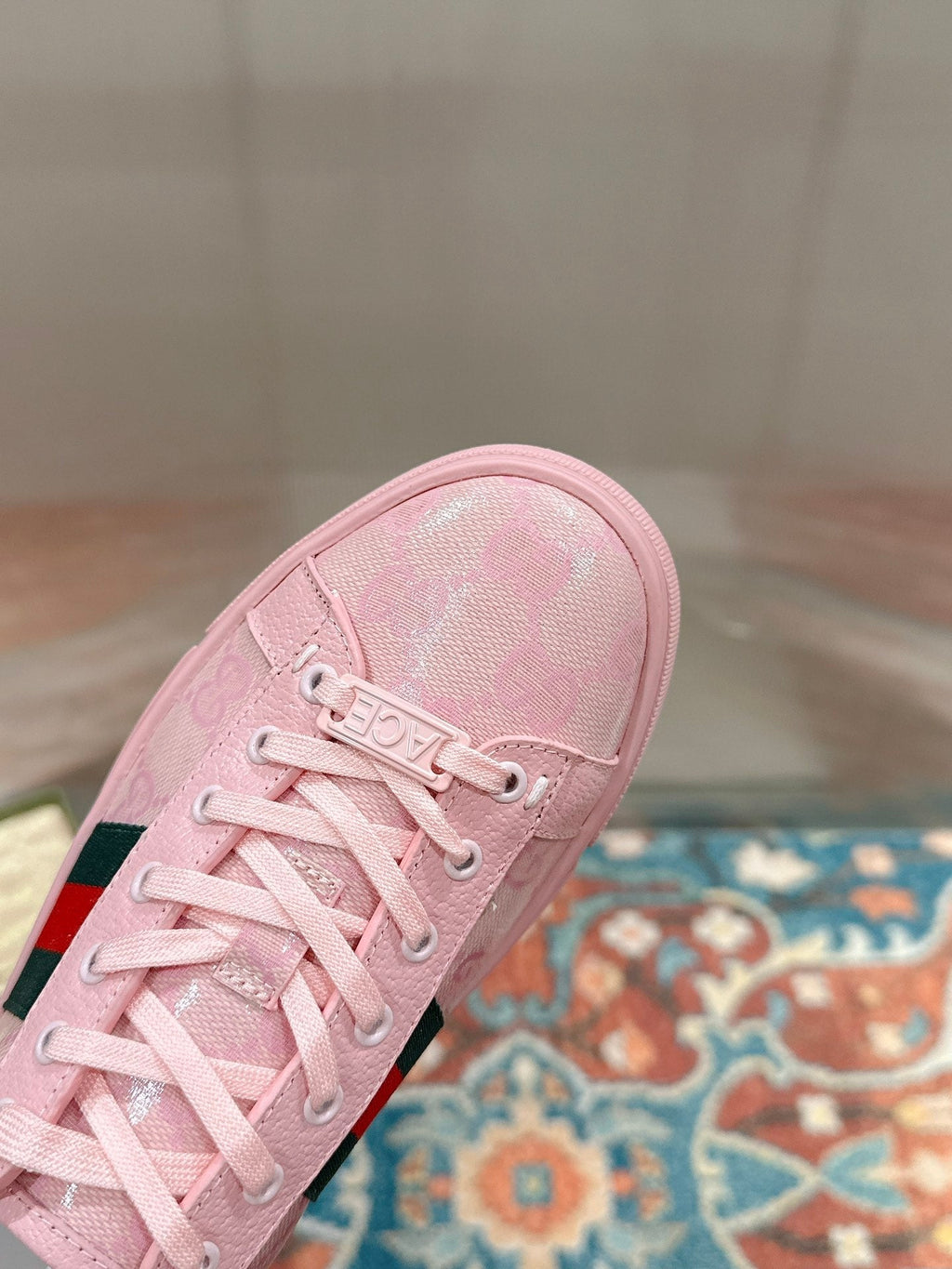 GG Ace Sneaker Pink Ebony Canvas
