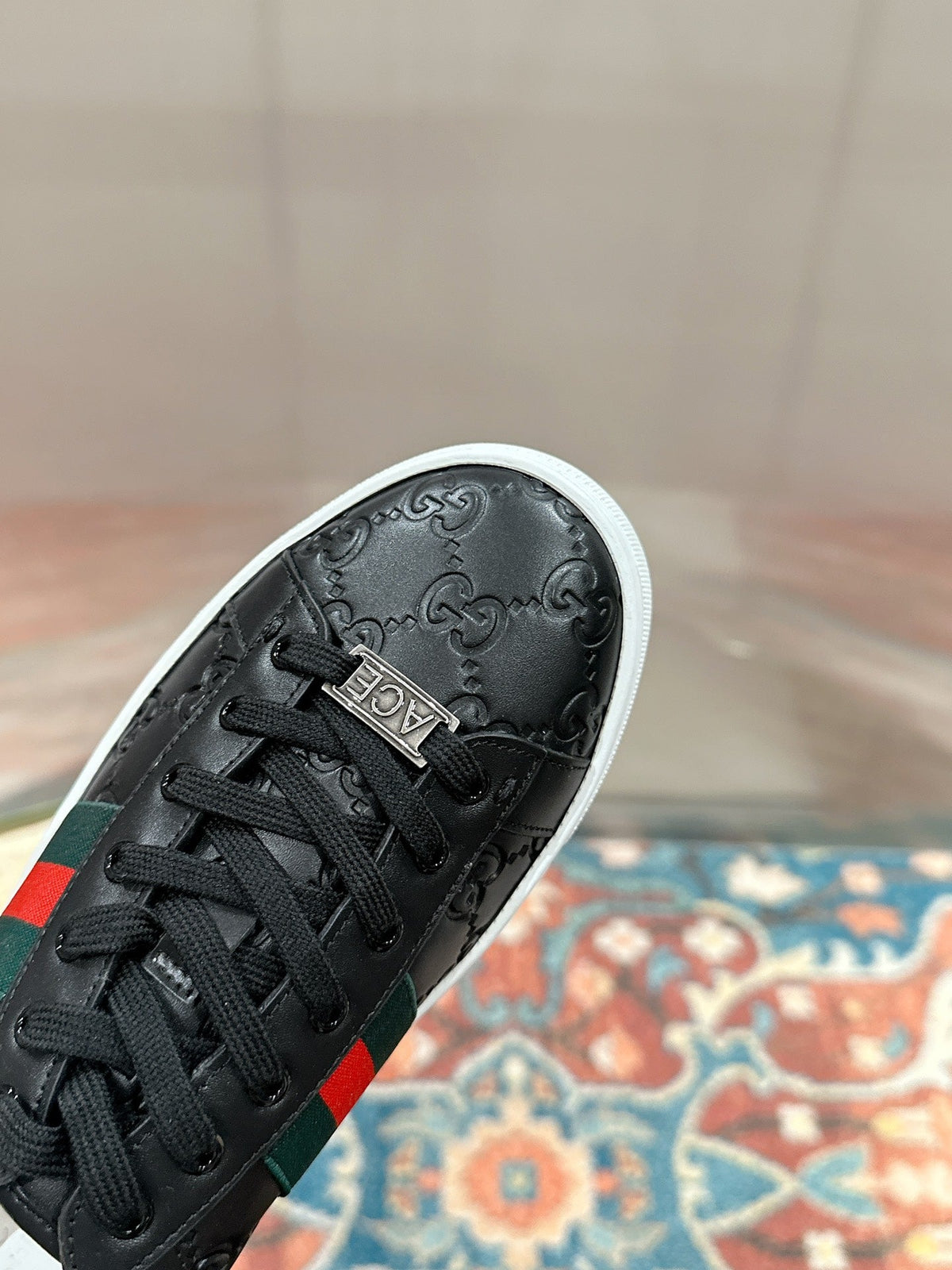 GG Ace Sneaker Black Monogram Empreinte Calfskin