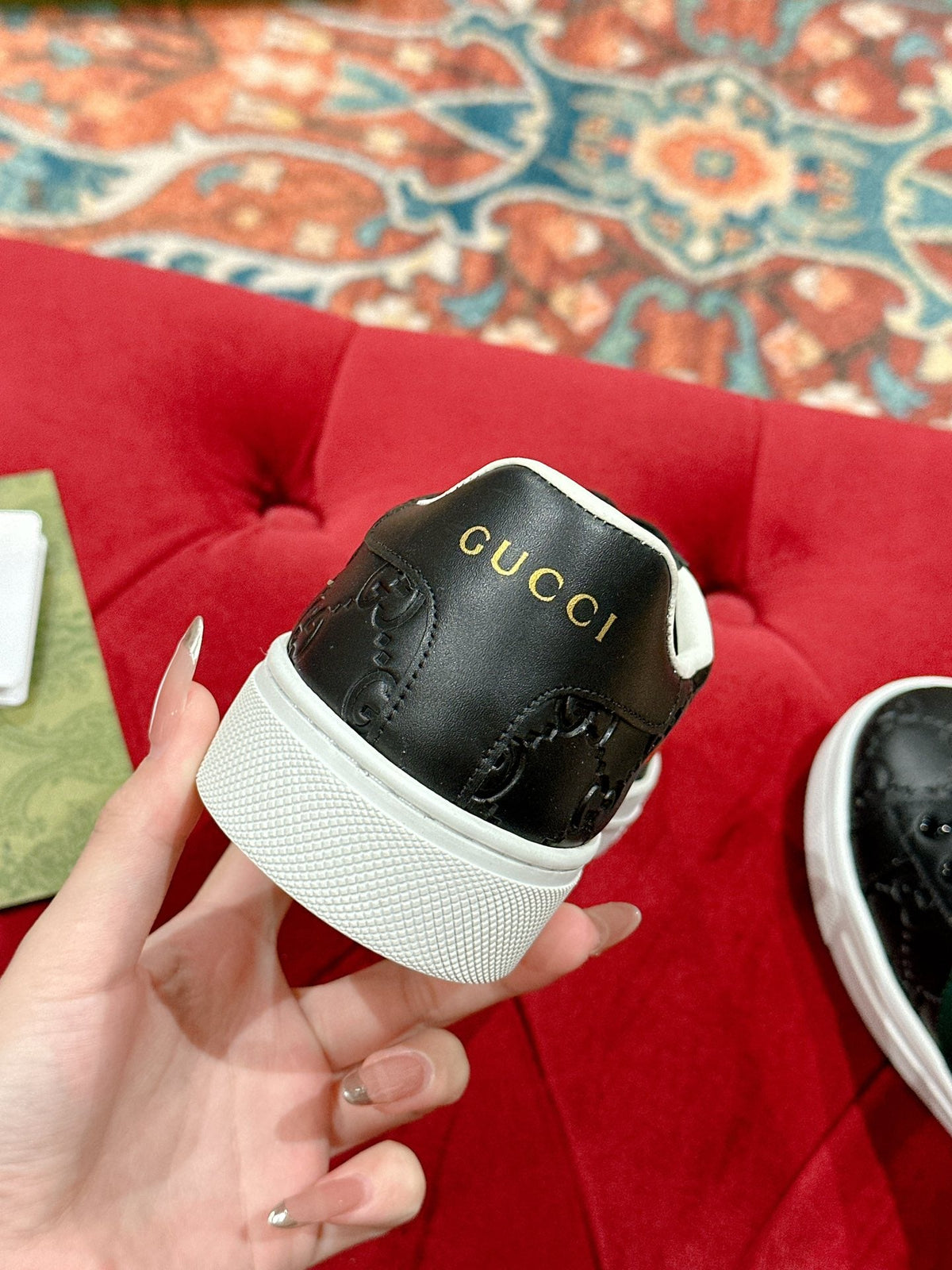 GG Ace Sneaker Black Monogram Empreinte Calfskin
