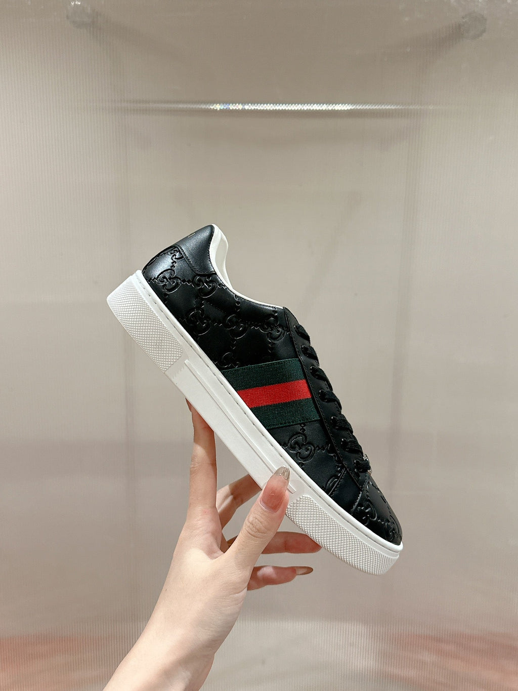 GG Ace Sneaker Black Monogram Empreinte Calfskin
