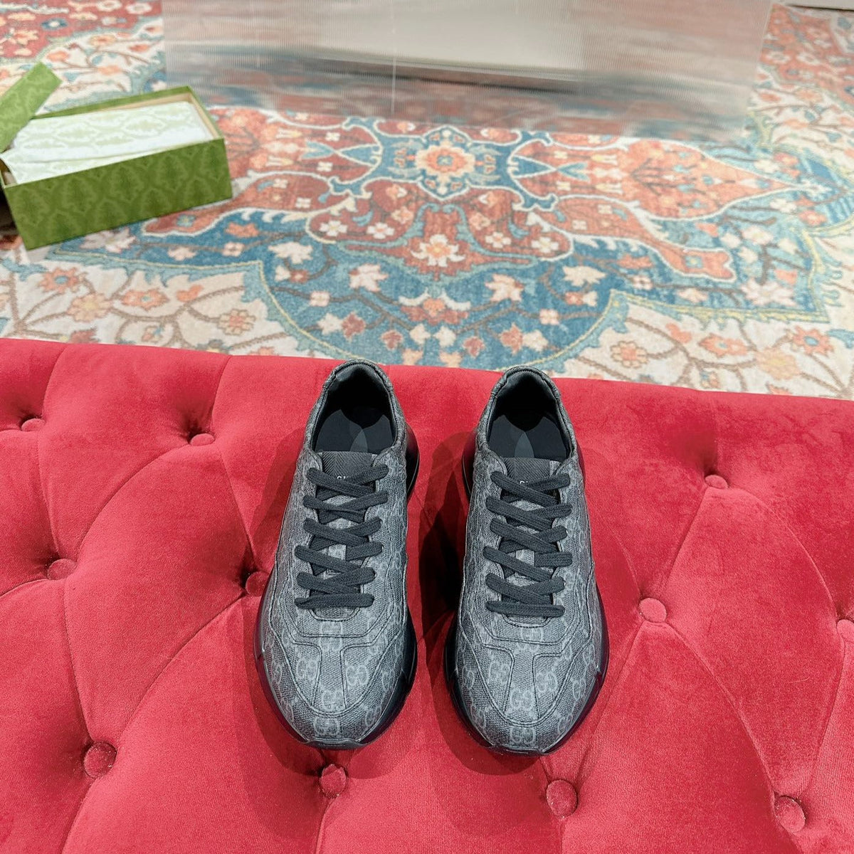 GG RHYTON TRAINER CHARCOAL CALFSKIN