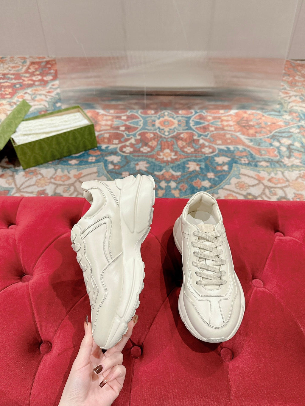 GG RHYTON TRAINER WHITE CALFSKIN