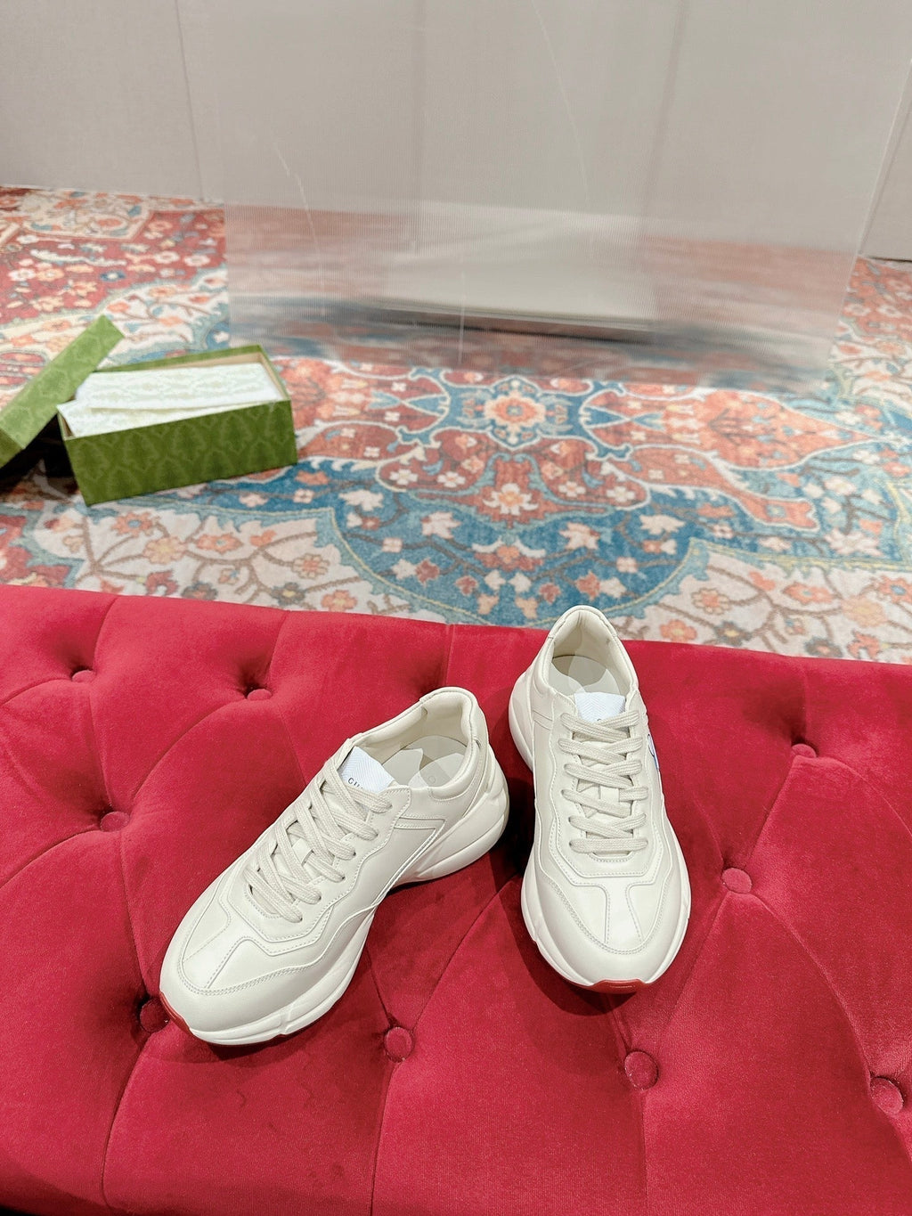 GG RHYTON TRAINER WHITE CALFSKIN WITH DOREMON MOTIF