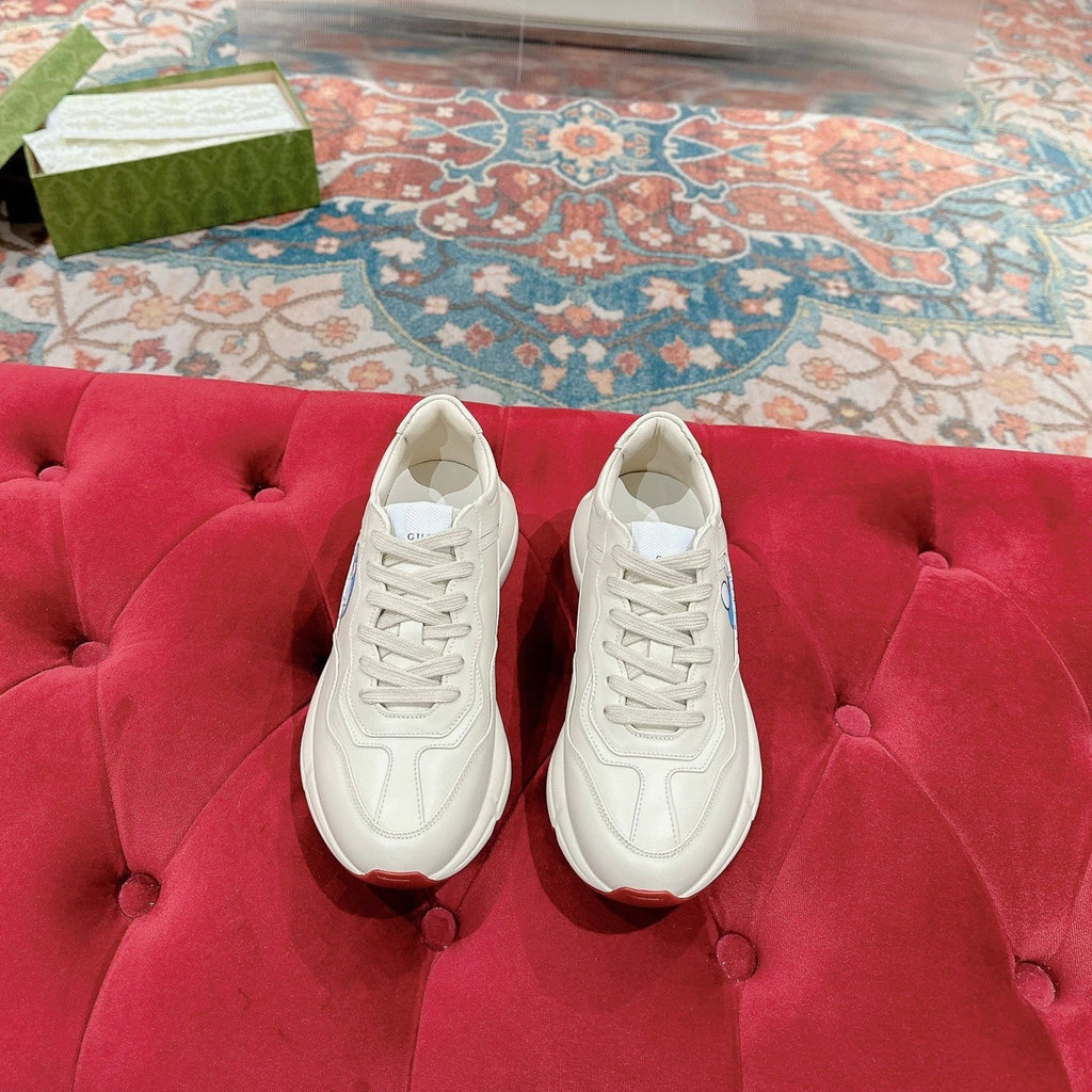 GG RHYTON TRAINER WHITE CALFSKIN WITH DOREMON MOTIF