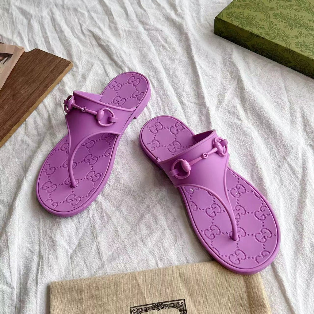 GG 26s Horsebit Thong Sandals Purple Rubber 826210