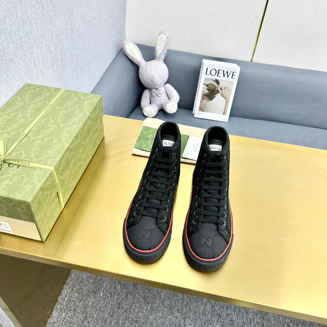 GG TENNIS 1977 HIGH-TOP TRAINER JET BLACK CANVAS