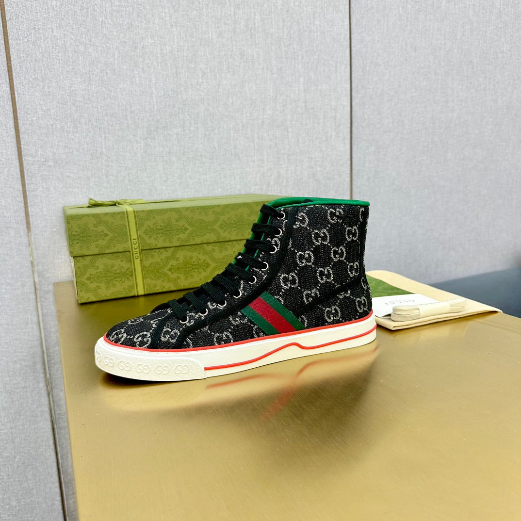 GG TENNIS 1977 HIGH-TOP TRAINER BLACK CANVAS