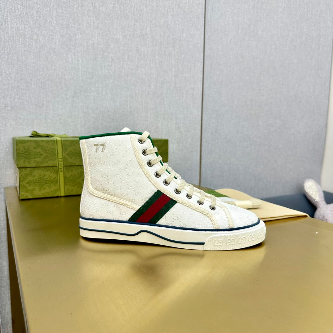 GG TENNIS 1977 HIGH-TOP TRAINER WHITE CANVAS