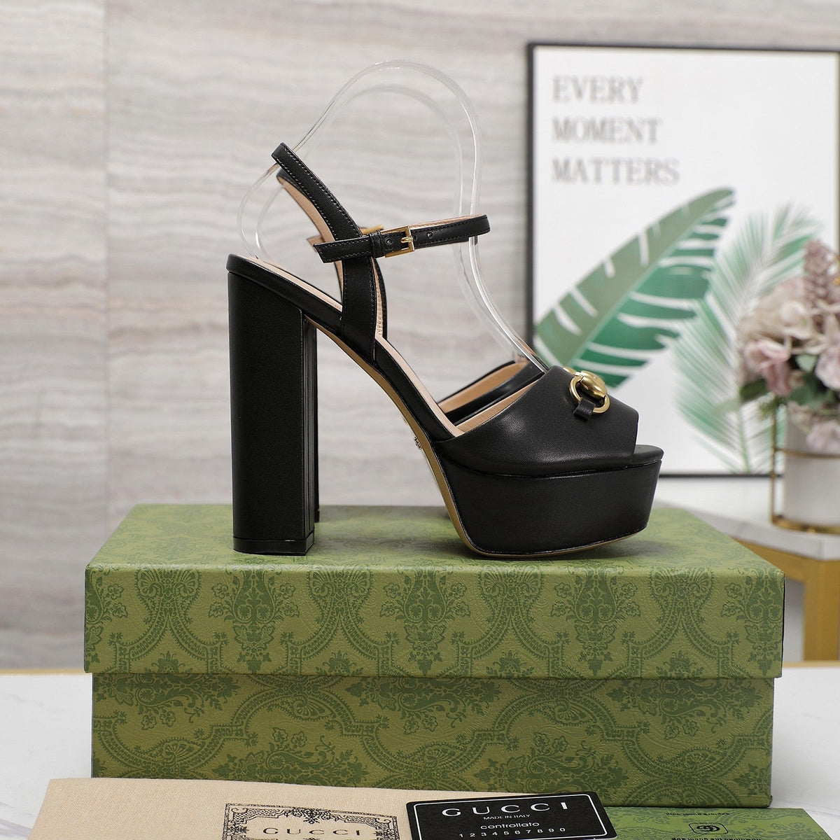 GG Sandales Cuir Noir Black