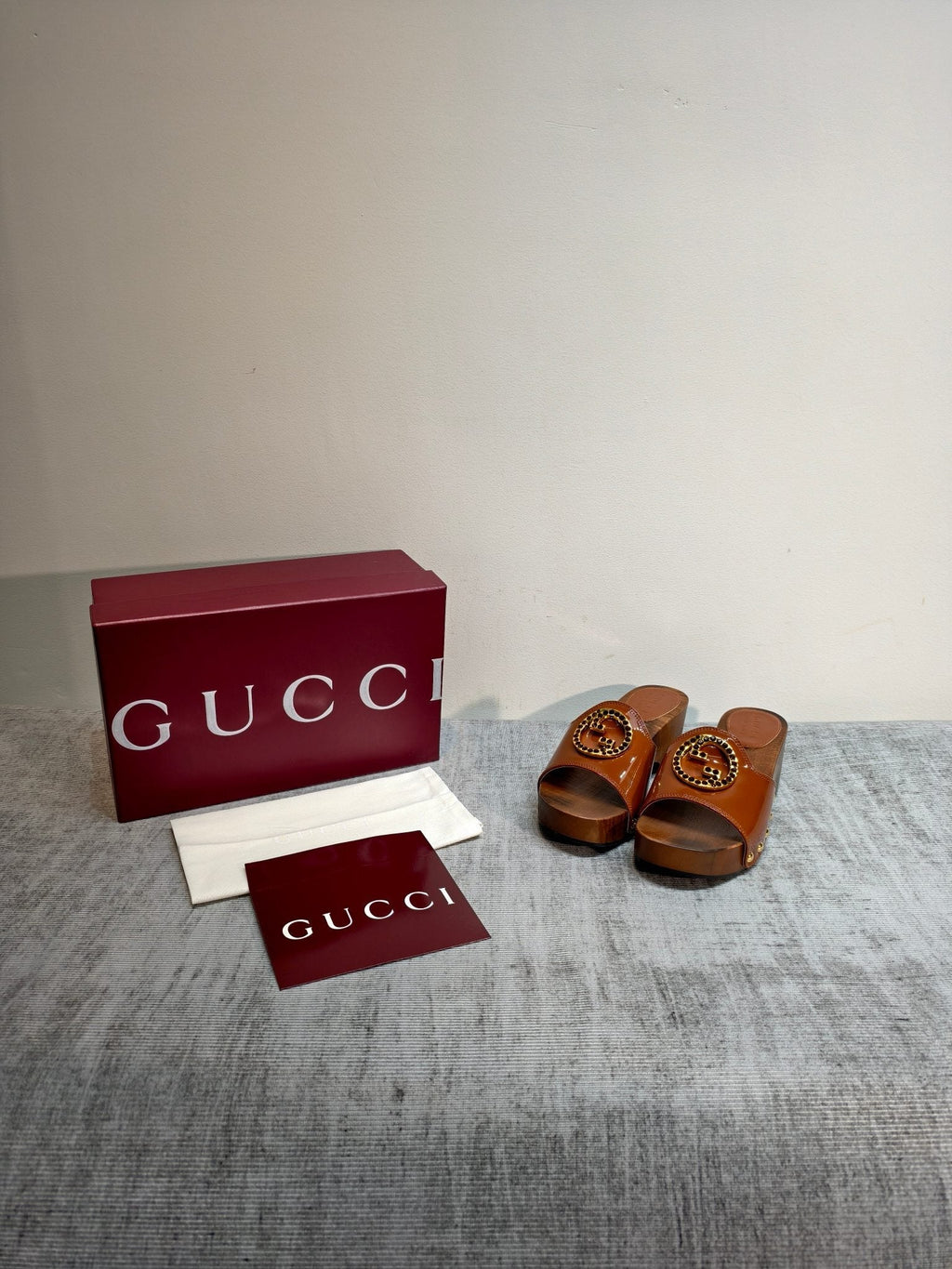 GG Clog Brown Patent Leather 864266