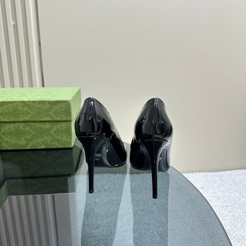 GG 105 HIGH HEEL PUMP BLACK LAMBSKIN