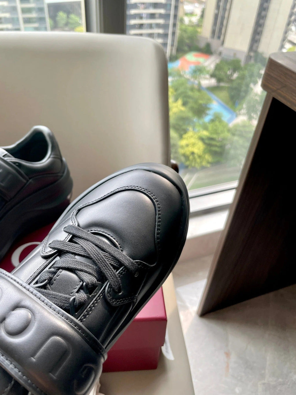 GG 26 Platform Sneaker Black Sheepskin 632853