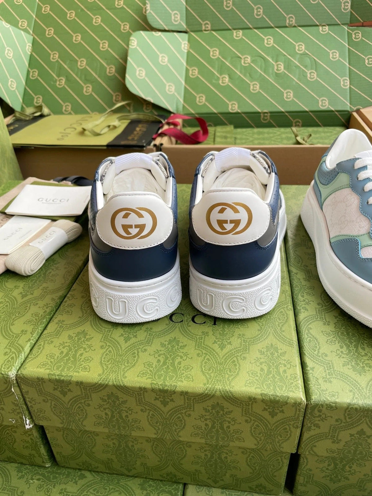 GG 26 Sneaker Blue Gray Canvas Calfskin 632892