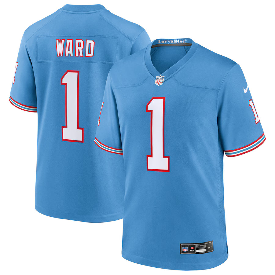 Cameron Ward Tennessee Titans 2025 NFL Draft First Round Pick 2nd Alternate Jersey - Light Blue