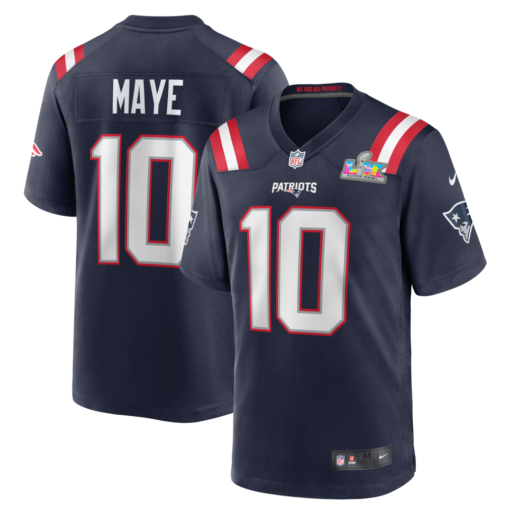 Drake Maye New England Patriots Super Bowl LX Patch Jersey - Navy